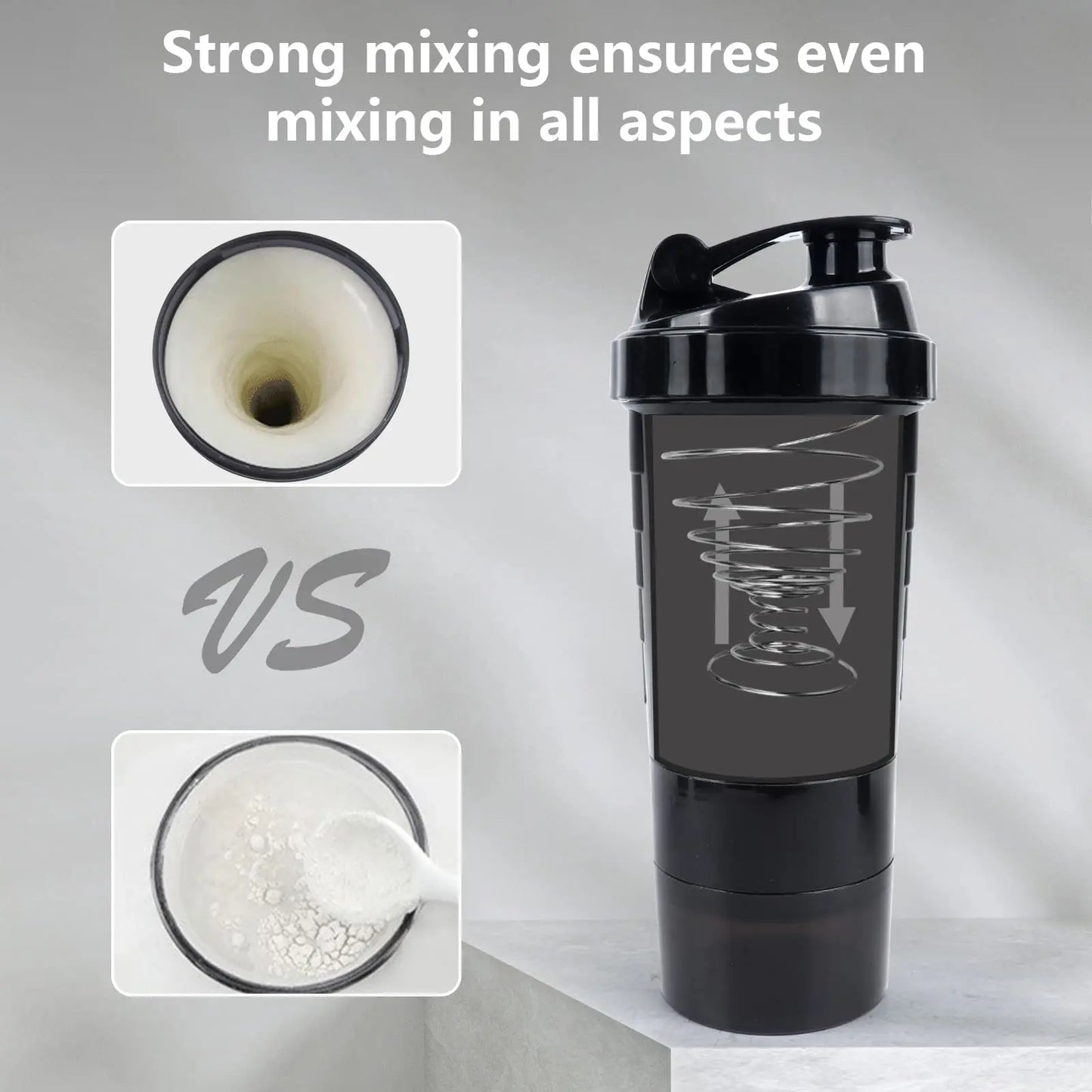 Protein Shaker Bottle 3 Layer Twist Off Shaker Cup
