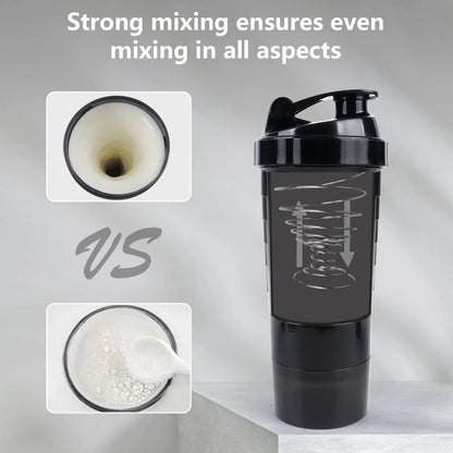 Protein Shaker Bottle 3 Layer Twist Off Shaker Cup