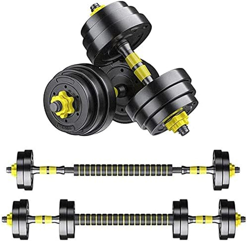 Adjustable Dumbbells Set, 22, 44, 66, 88, 110 Lbs Free Weight Set, 2 in 1 Dumbbell Barbell Lifting Set with Connector for Women Men Home Gym Workout Fitness