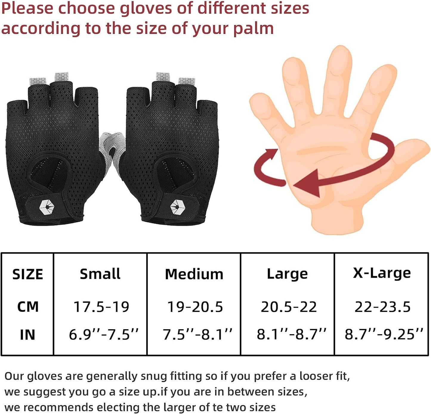 Workout Gloves for Men & Women Gym Exercise Gloves Fingerless Gloves Full Palm Protection, Breathable & Non-Slip