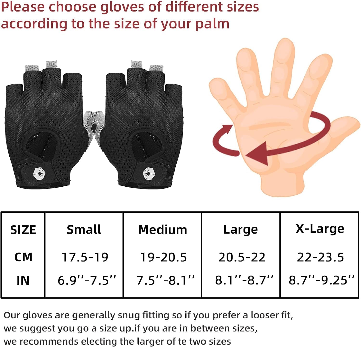 Workout Gloves for Men & Women Gym Exercise Gloves Fingerless Gloves Full Palm Protection, Breathable & Non-Slip