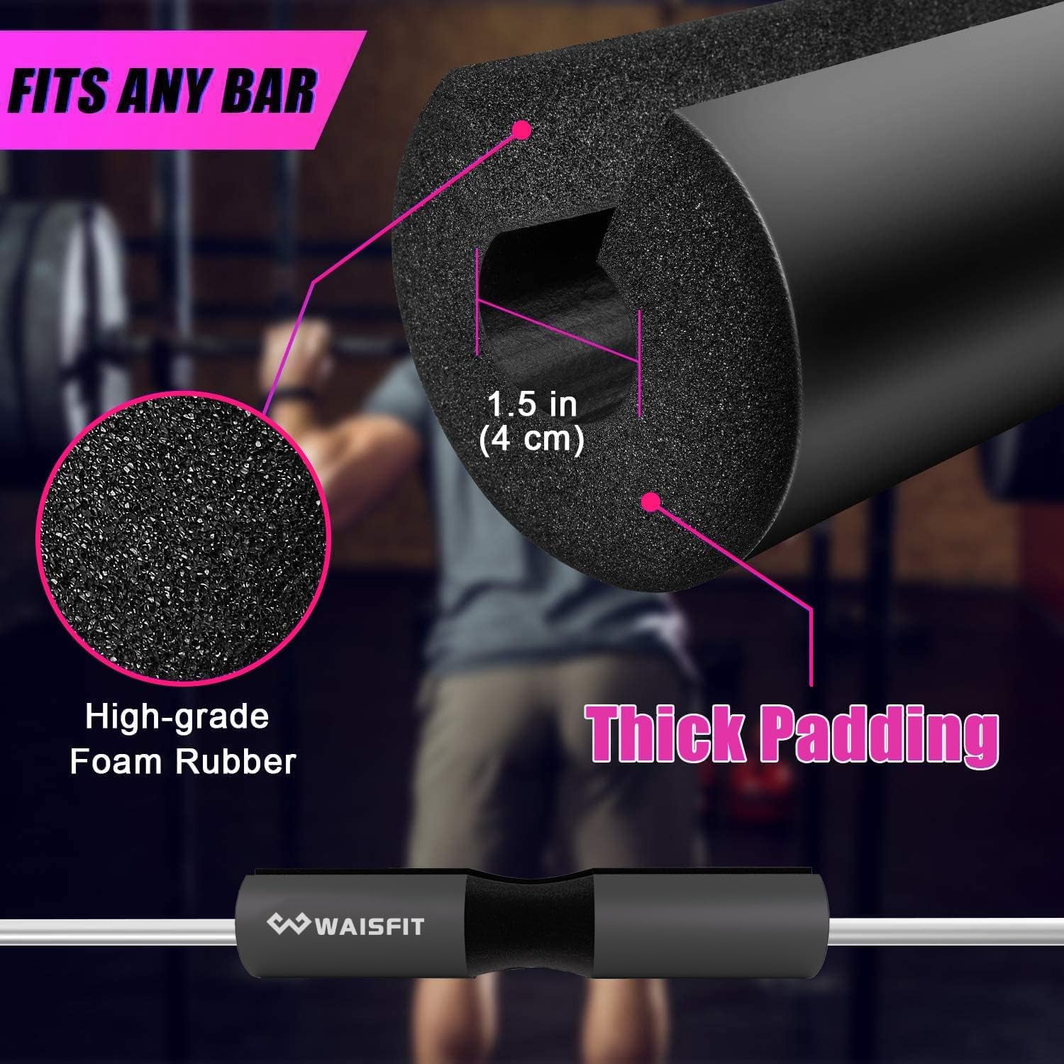 Gym Barbell Pad Set for Women and Men Gym Equipment, Barbell Pad Gym Essentials Women, Gym Accessories for Women with Barbell Pad, Resistance Bands, Ankle Safety Straps, Lifting Strap and Carry Bag