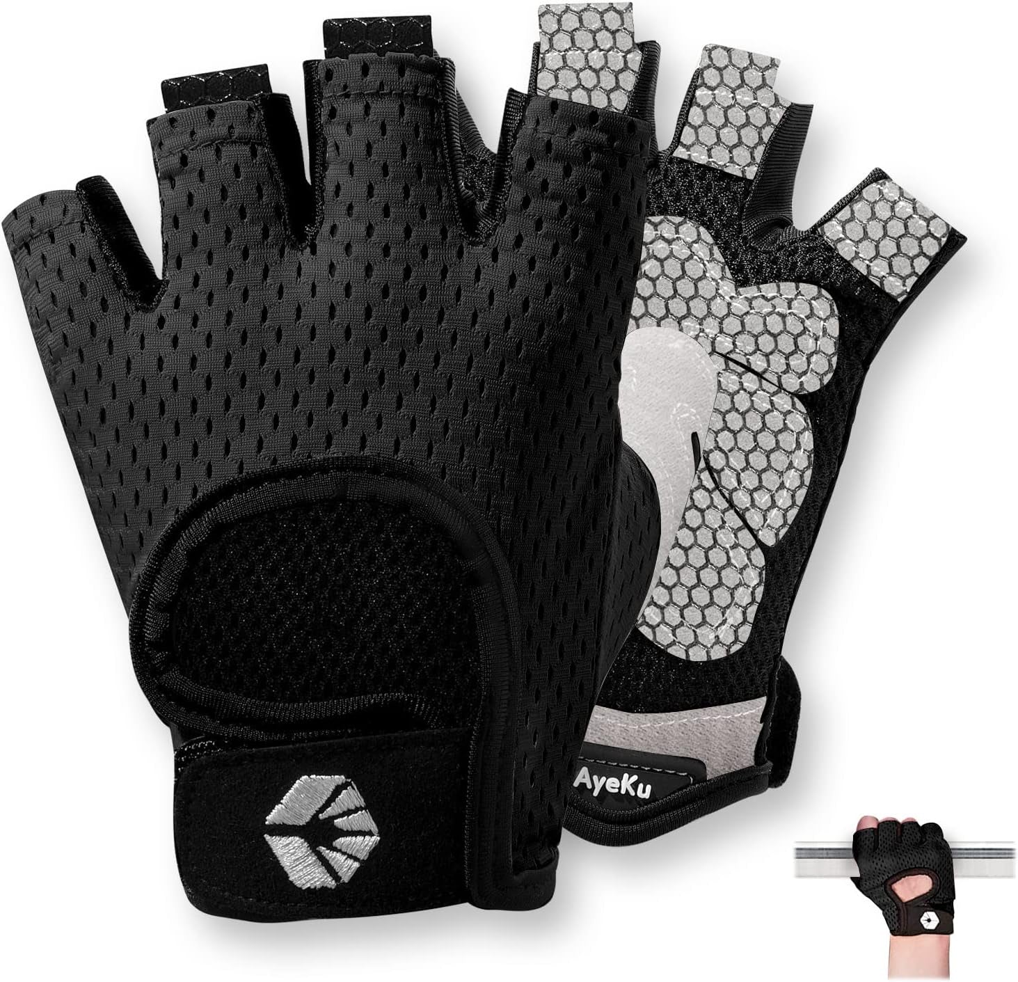 Workout Gloves for Men & Women Gym Exercise Gloves Fingerless Gloves Full Palm Protection, Breathable & Non-Slip