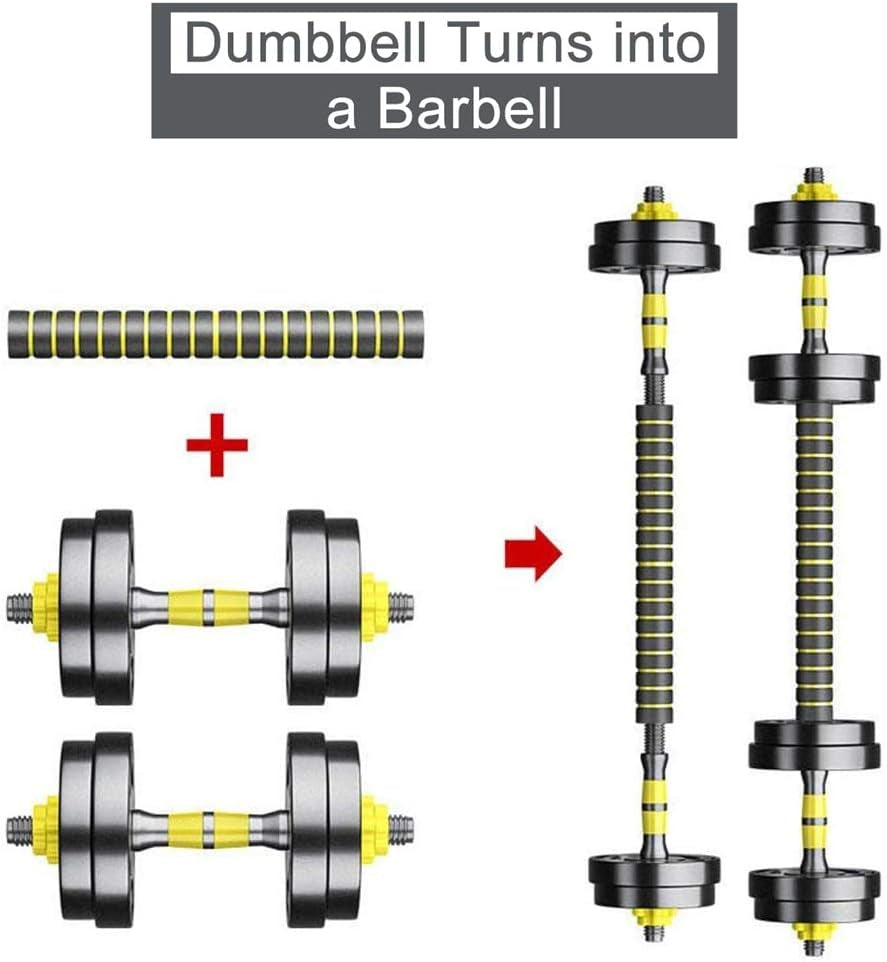 Adjustable Dumbbells Set, 22, 44, 66, 88, 110 Lbs Free Weight Set, 2 in 1 Dumbbell Barbell Lifting Set with Connector for Women Men Home Gym Workout Fitness