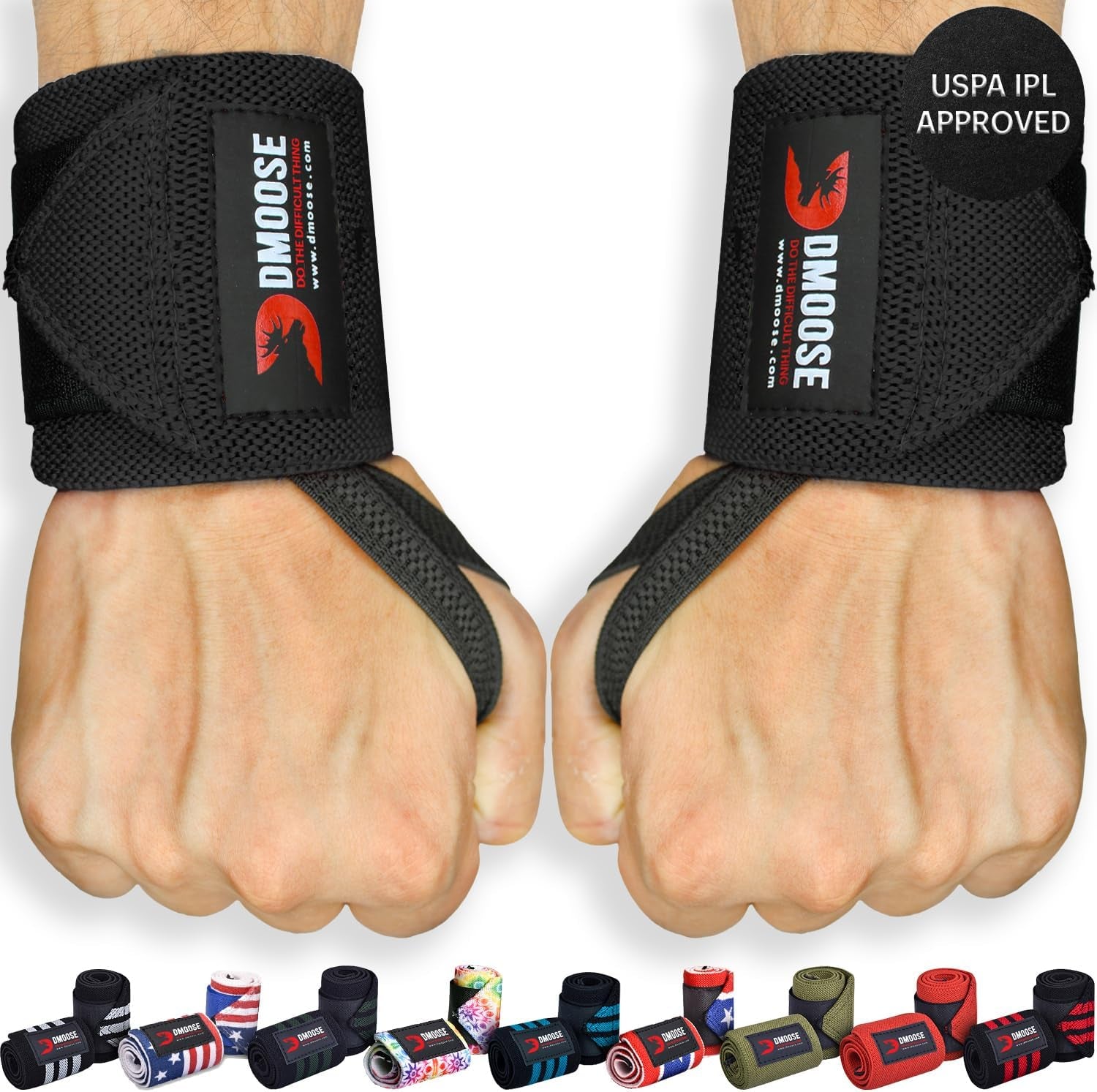 Wrist Wraps (IPL Approved), Avoid Injury and Maximize Grip with Thumb Loop, 18" or 12" Gym Wrist Wraps Pair, Wrist Wraps for Weightlifting Men, Wrist Brace for Working Out & Wrist Support