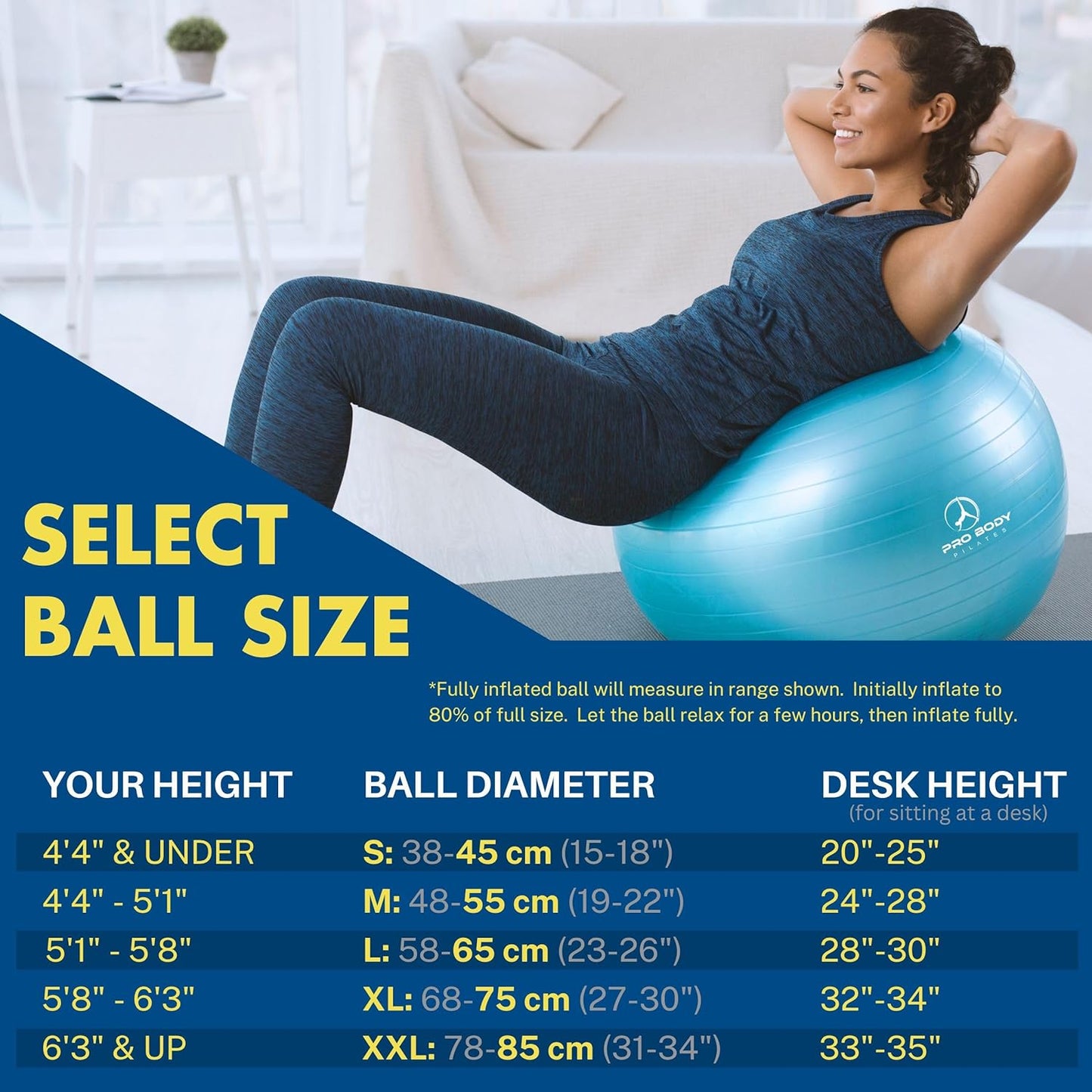 Ball Exercise Ball Yoga Ball, Multiple Sizes Stability Ball Chair, Large Gym Grade Birthing Ball for Pregnancy, Fitness, Balance, Workout and Physical Therapy W/Pump