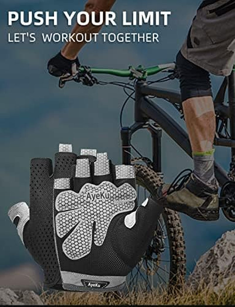 Workout Gloves for Men & Women Gym Exercise Gloves Fingerless Gloves Full Palm Protection, Breathable & Non-Slip